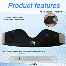IWVE Patellar Strap product features - breathable non-slip texture, 12.6in width